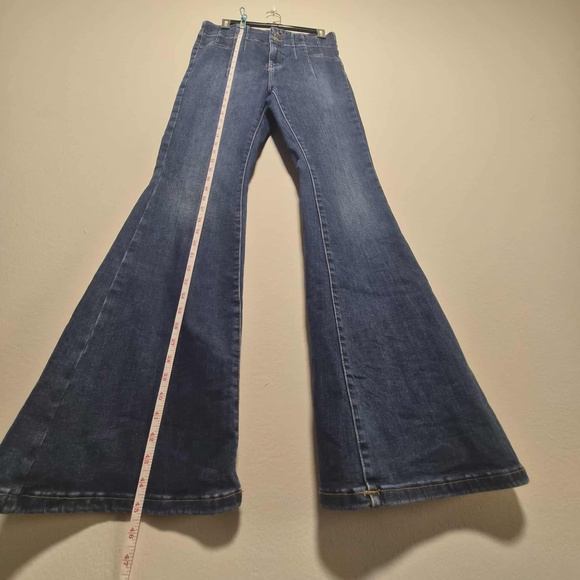 We The Free Hippie Indie 70s Theme TALL High Waist Disco Retro Bell Bottom Jeans - Picture 11 of 11